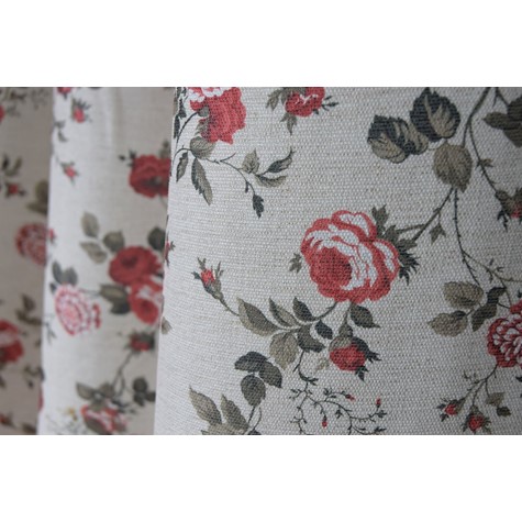 Printed red flower curtain