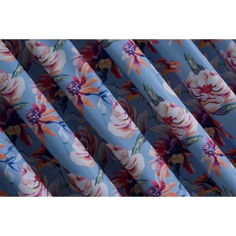 Shiny fabric with printed flowers